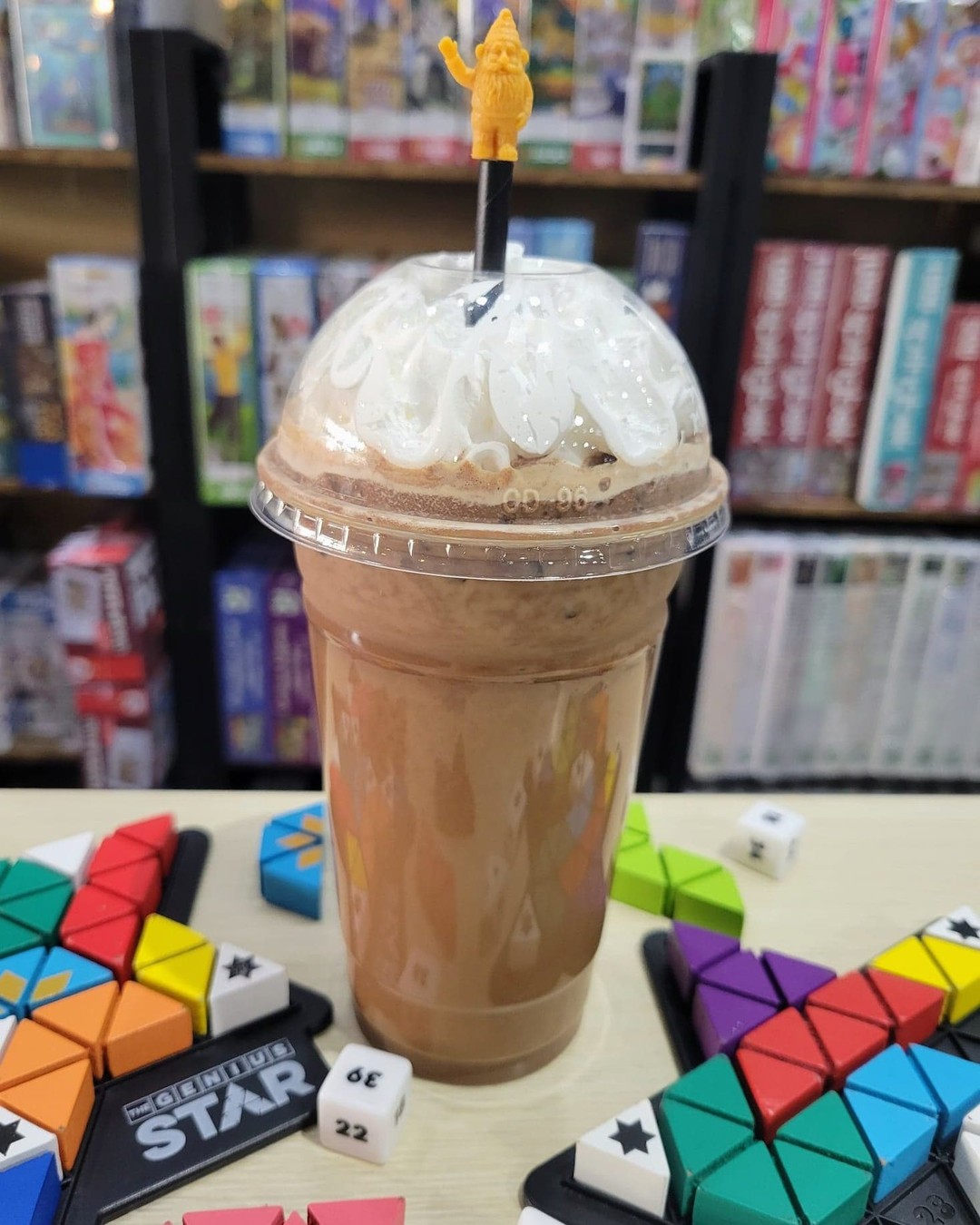 Curse these human sized drinks! I've spend an hour climbing this mountain of a coffee, relished in it's taste, only to realized that I am afraid of heights and unable to get down. At least I can continue to drink my delicious Iced Banana Mocha! 

#gnoshery #gnomegames #coffee #tea #latte #gnoshgnosh