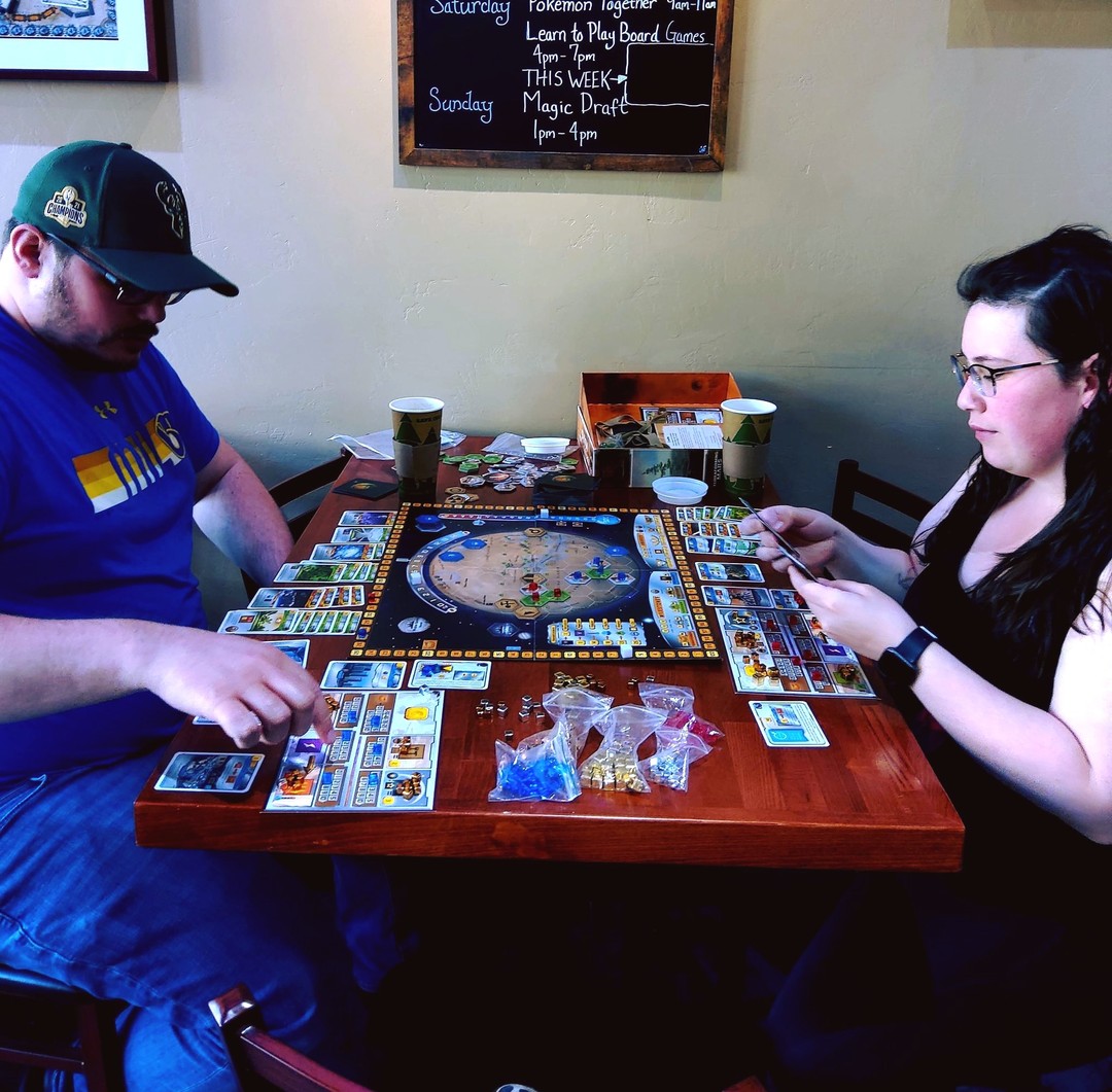 Coffee? Games? How can you go wrong? Swing by the Gnoshery in Sturgeon Bay and check out our selection of fun games to try out, including Terraforming Mars (pictured here)! We have tea, coffee, sandwiches, and a very chill atmosphere. Join us today! 

#gnomegamessby #terraformingmars #thegnoshery #sturgeonbay #doorcounty