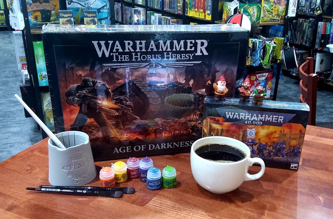 We have minis, we have paint, and we have caffeine! We also have the new Warhammer: The Horus Heresy set! This is a fantastic deal and a great place to get started with Warhammer. Find yourself with a new and fun summer hobby with us at the Gnoshery! 

#Warhammer #thehorusheresy #gnomegamessby #thegnoshery